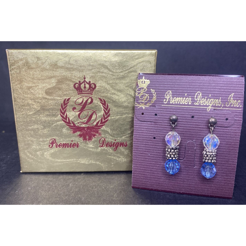 Premier‎ Designs Jewelry "Drizzle" Blue & Silver Tone Beaded Earrings SKU PD24